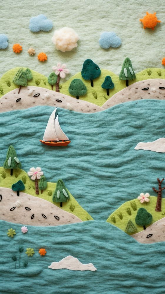 Coast scene backgrounds textile pattern.