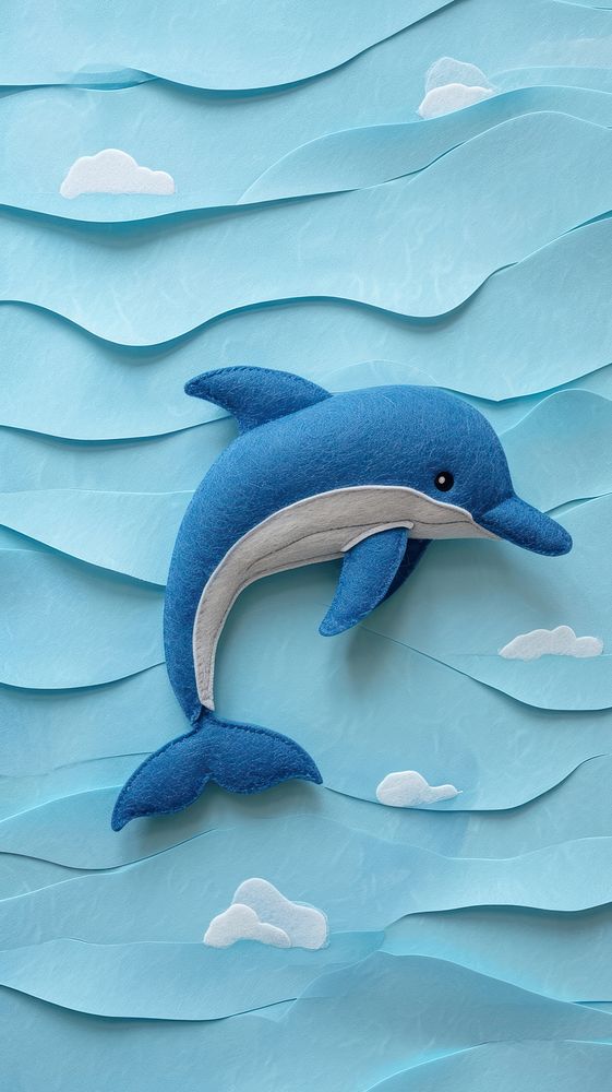 Wallpaper of felt dolphin animal mammal art.