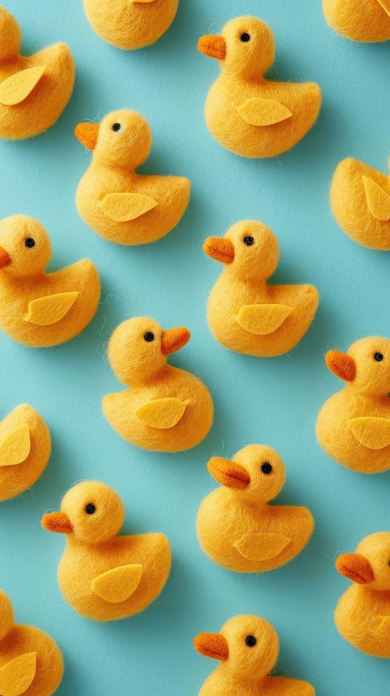 Wallpaper of felt duck pattern animal bird toy.
