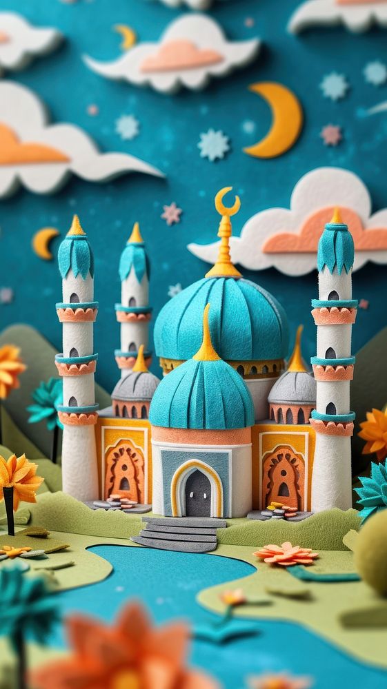 Wallpaper of felt eid mubarak craft art toy.