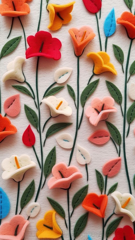 Wallpaper of felt lily pattern art backgrounds textile.