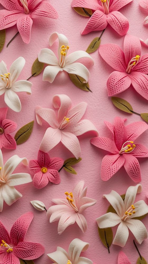 Wallpaper of felt lily pattern backgrounds flower craft.