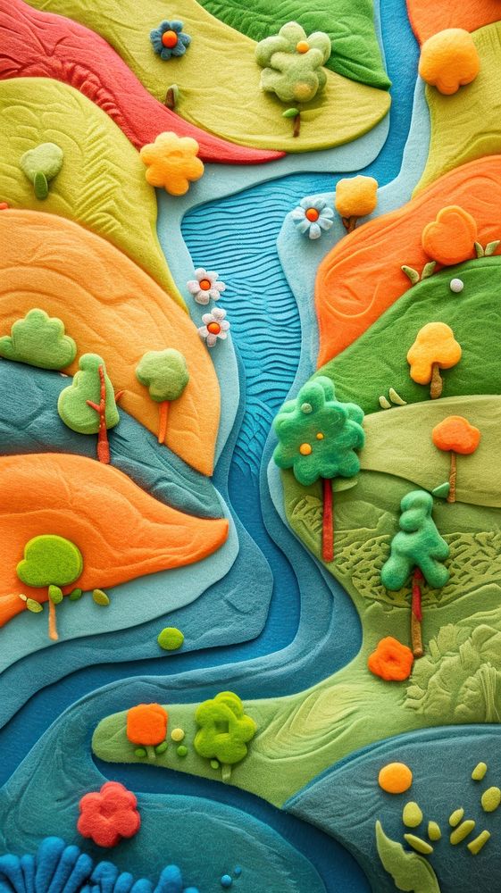 Wallpaper of felt river art backgrounds pattern.