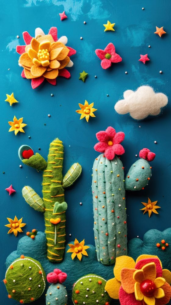 Wallpaper of felt starry cactus outdoors nature plant.