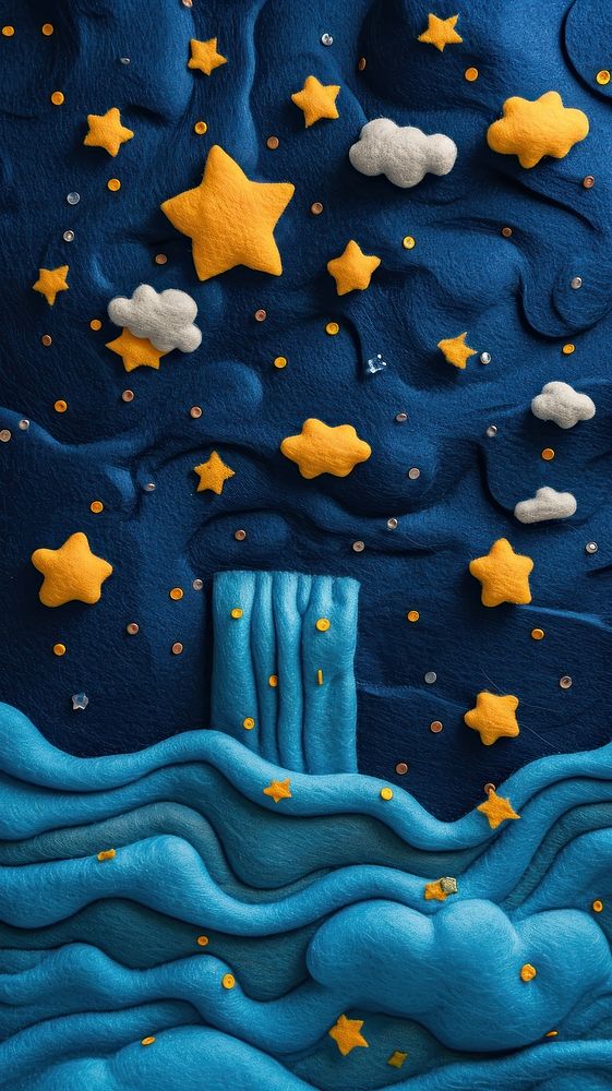 Wallpaper of felt starry waterfall backgrounds textile pattern.