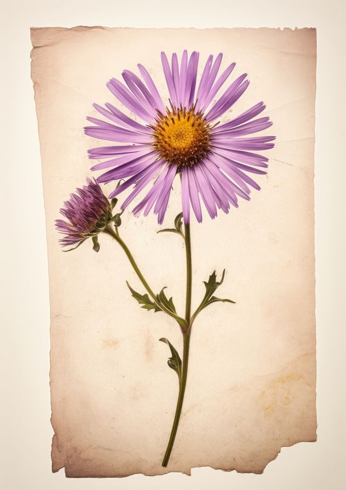Real Pressed a aster flower blossom plant.