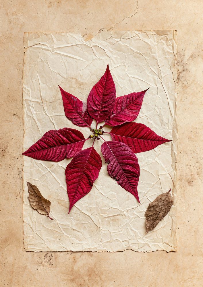 Real Pressed a Poinsettia pattern paper plant.