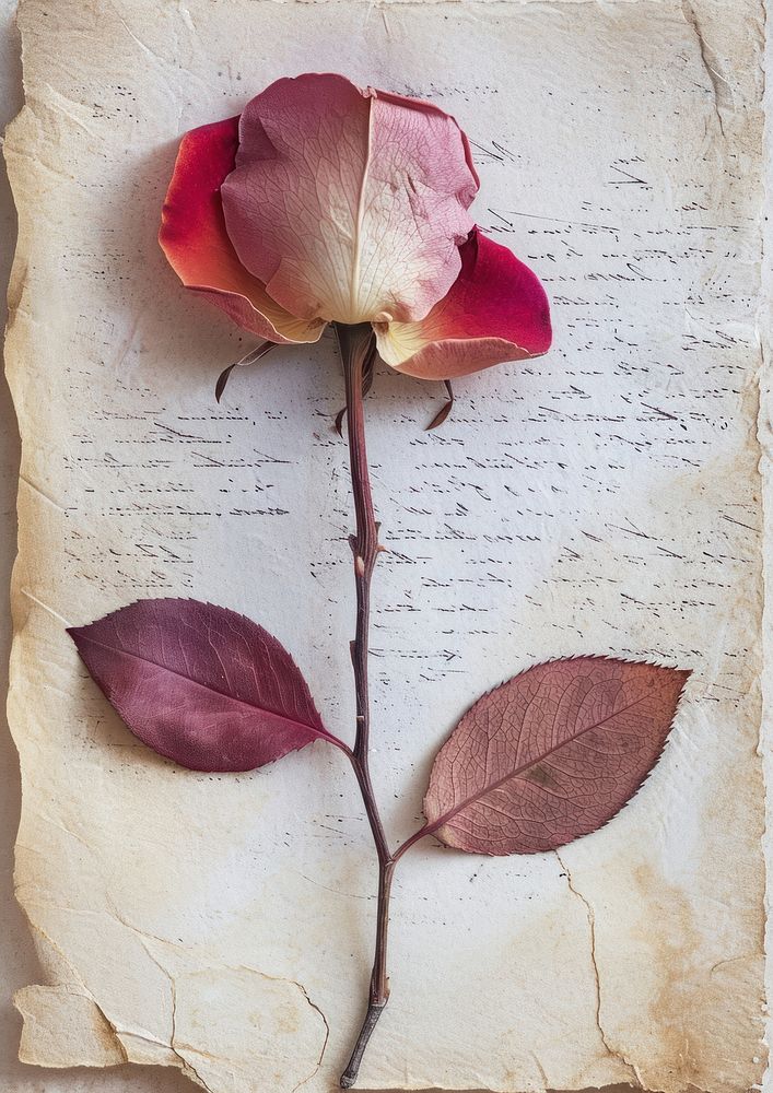 Real Pressed a rose petals flower plant paper.