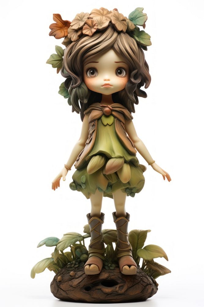 Little forest fairy made up of clay figurine doll toy.