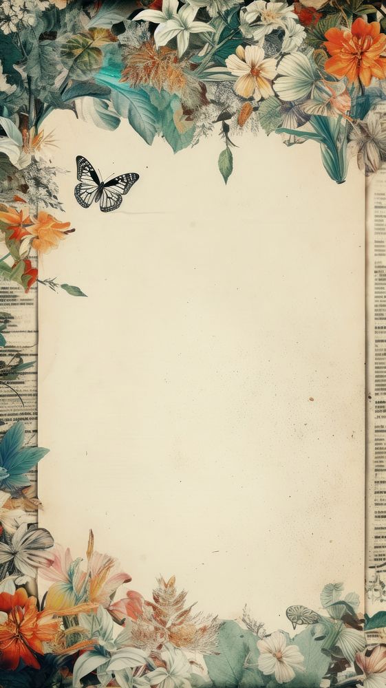 Wallpaper ephemera pale tiger butterfly outdoors pattern.