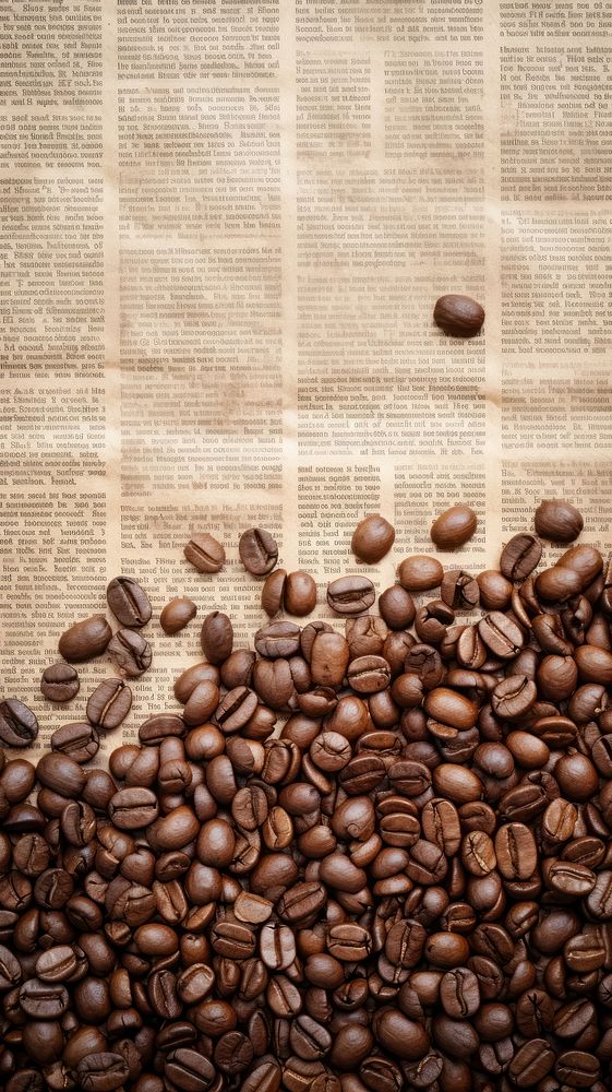 Wallpaper ephemera pale coffee beans newspaper refreshment backgrounds.