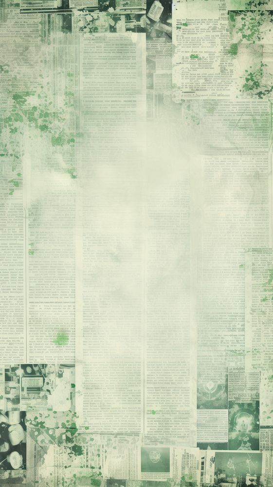 Wallpaper ephemera pale green clover newspaper collage art.