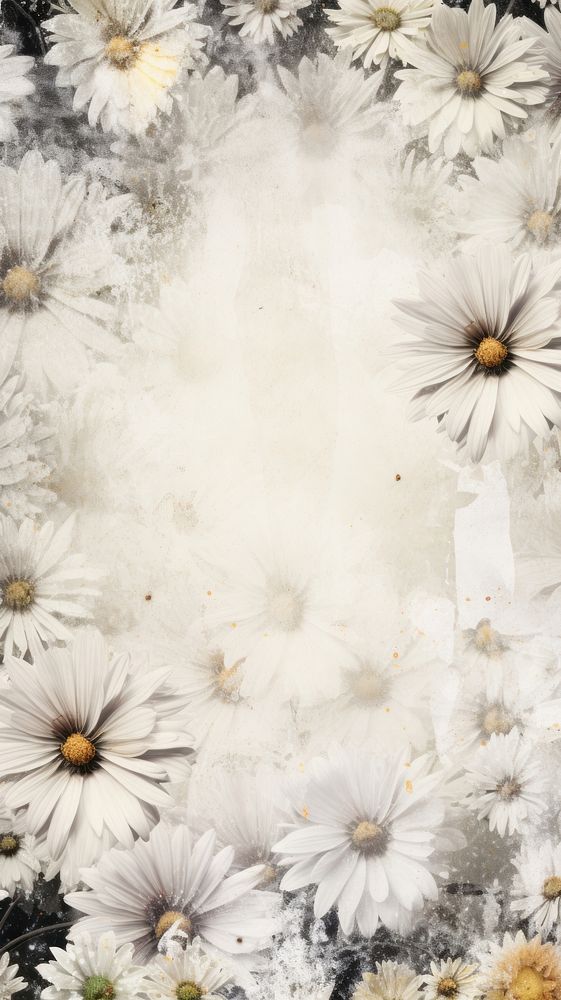 Wallpaper ephemera pale daisy outdoors pattern flower.