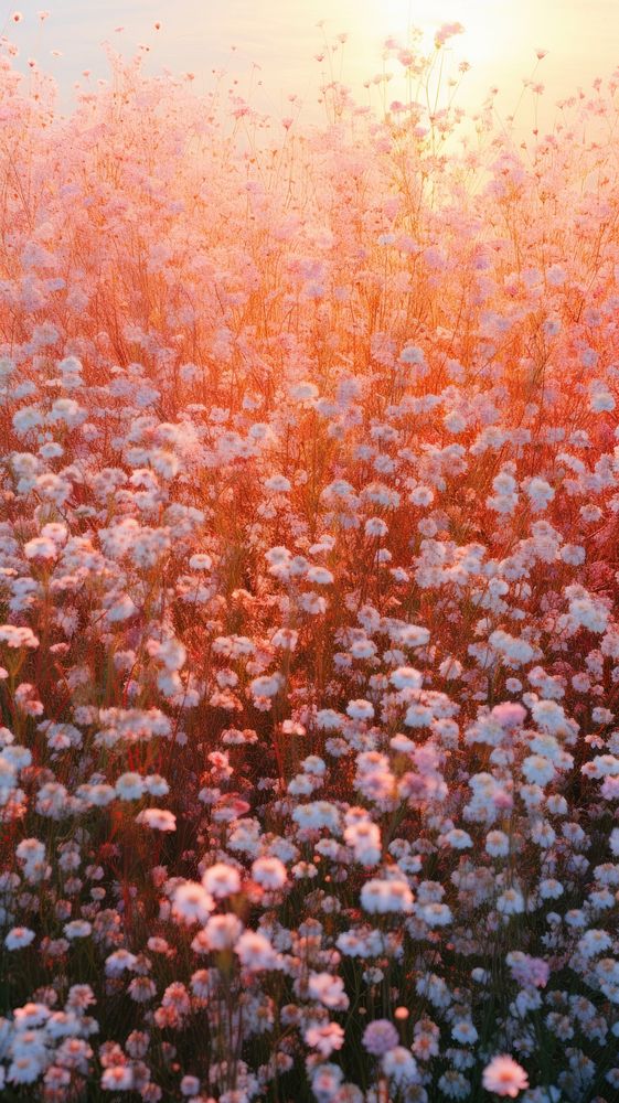  Gypsophila field nature landscape sunlight. AI generated Image by rawpixel.