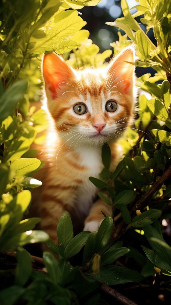  Baby kitten in the bush animal mammal nature. AI generated Image by rawpixel.