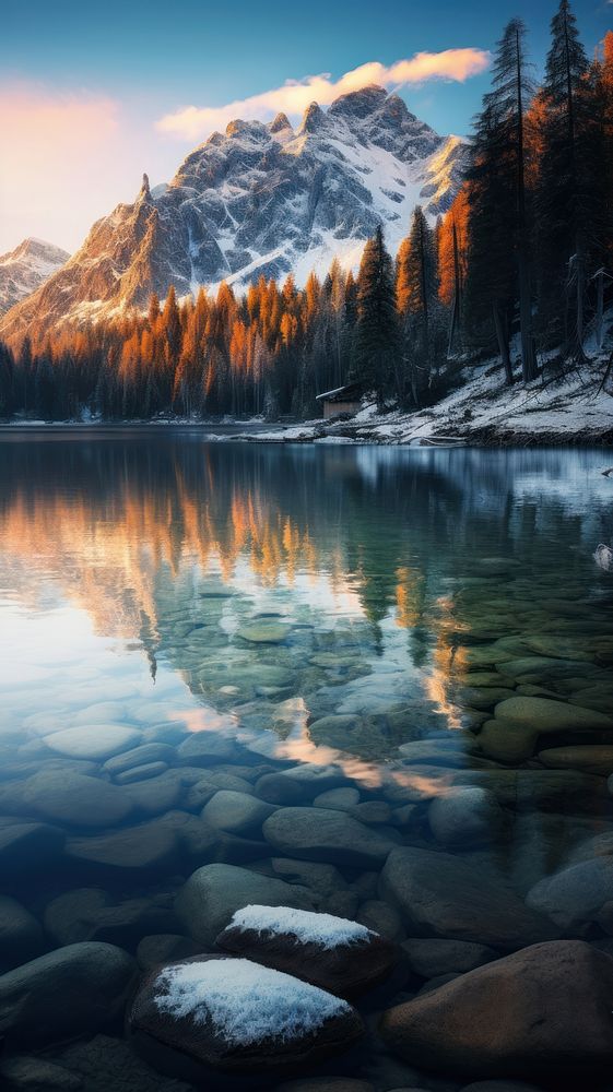  Mountain nature lake wilderness. AI generated Image by rawpixel.
