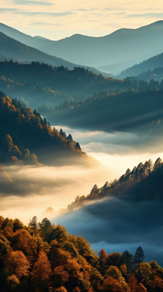  Mountain sunlight nature forest. AI generated Image by rawpixel.