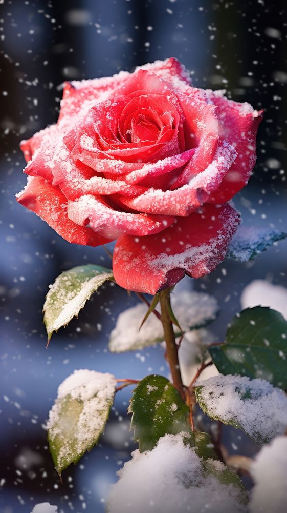  Rose coverd by snow nature outdoors blossom. 