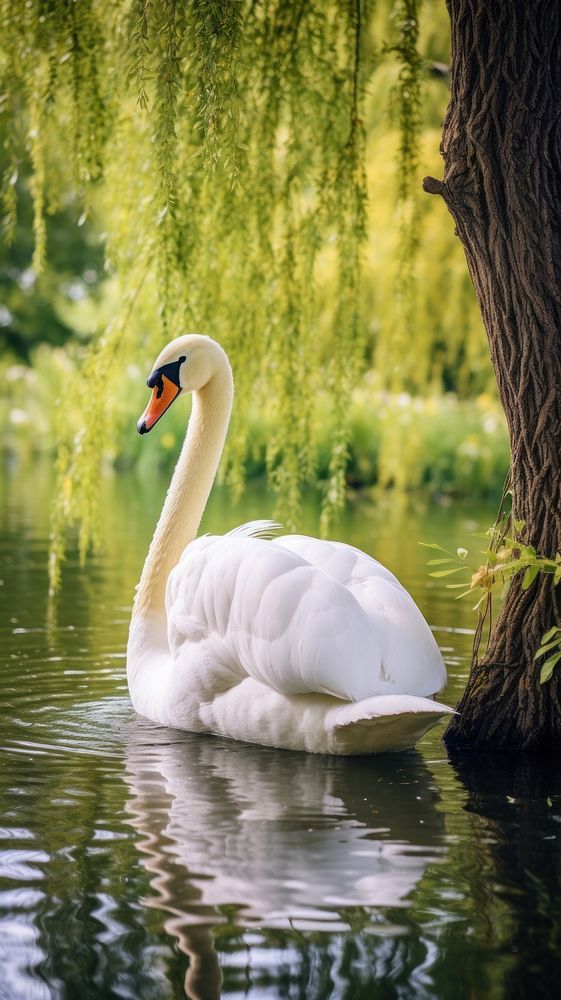  Nature swan outdoors animal. AI generated Image by rawpixel.