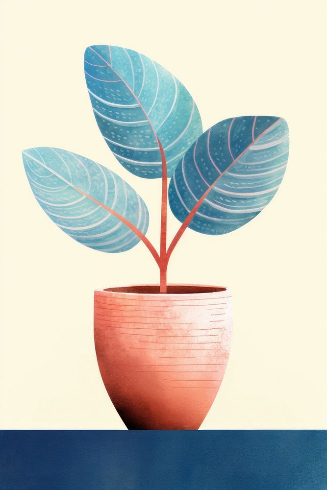 Indoor plant on a blue vase leaf houseplant flowerpot. AI generated Image by rawpixel.