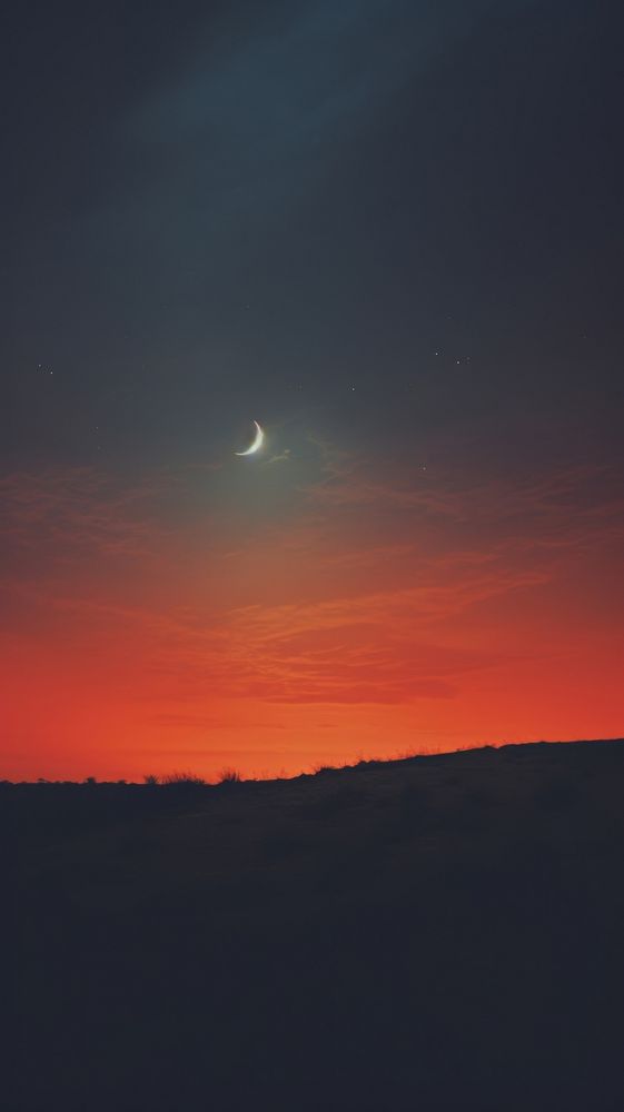Photography of a moon night sky landscape.