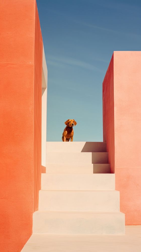 Photography of a dog architecture staircase mammal.