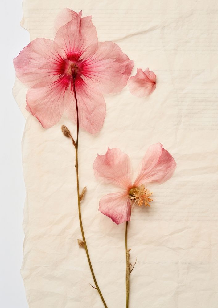 Real Pressed a Pink flower hibiscus petal plant.
