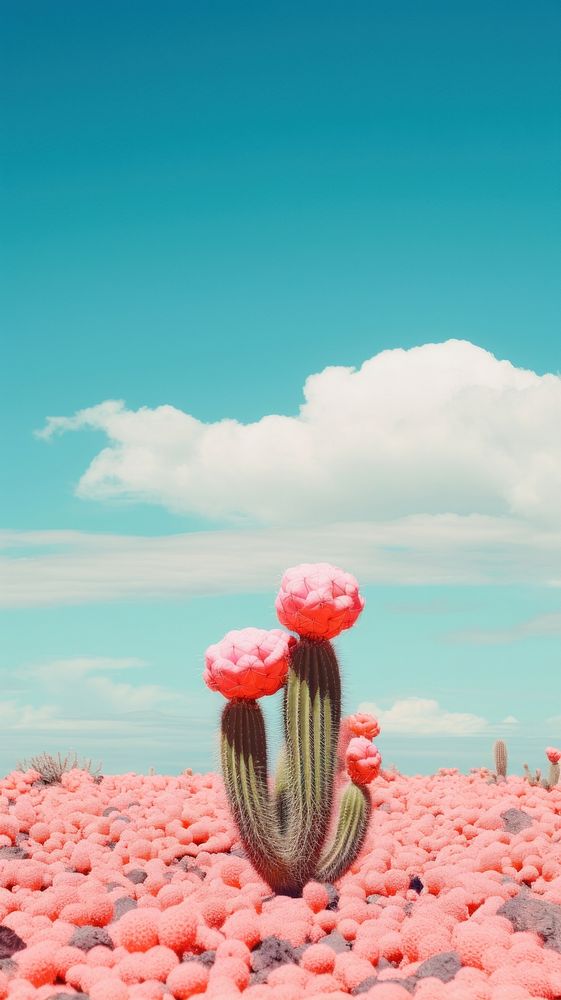 Photography of minimal a cute cactus with japan landscape outdoors nature red.