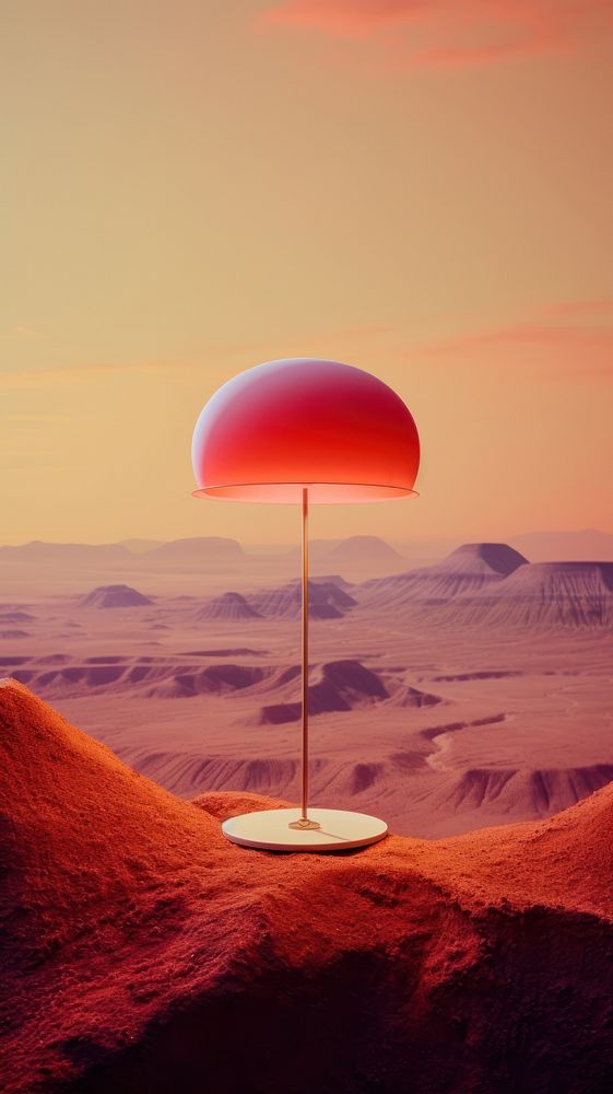 Photography of minimal a cute lamp with hillside landscape outdoors horizon nature.