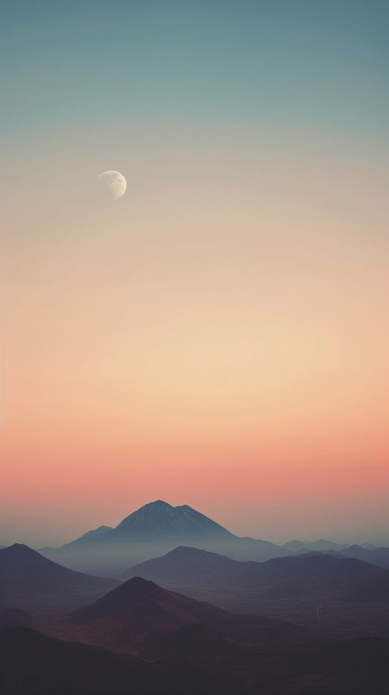 Minimal moon with mountain landscape astronomy outdoors.