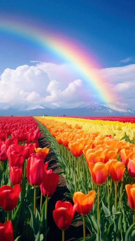 Landscape tulip outdoors rainbow.