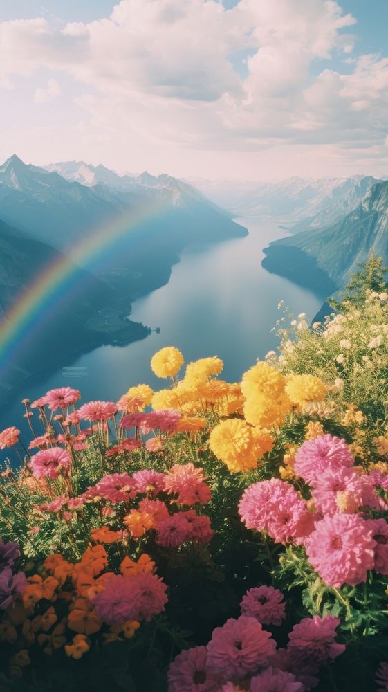 Landscape rainbow flower photography.