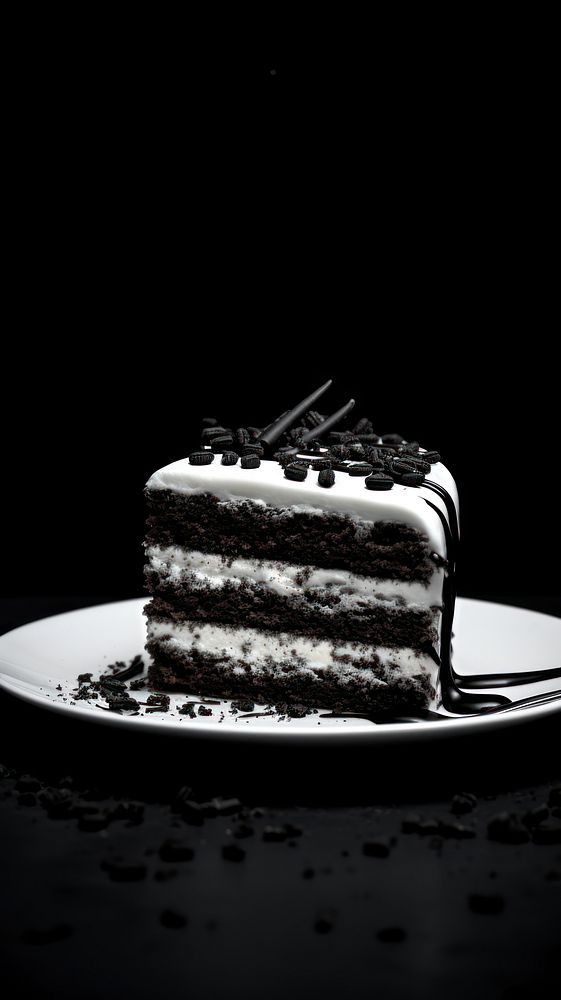 Photography of baking cake dessert plate black.