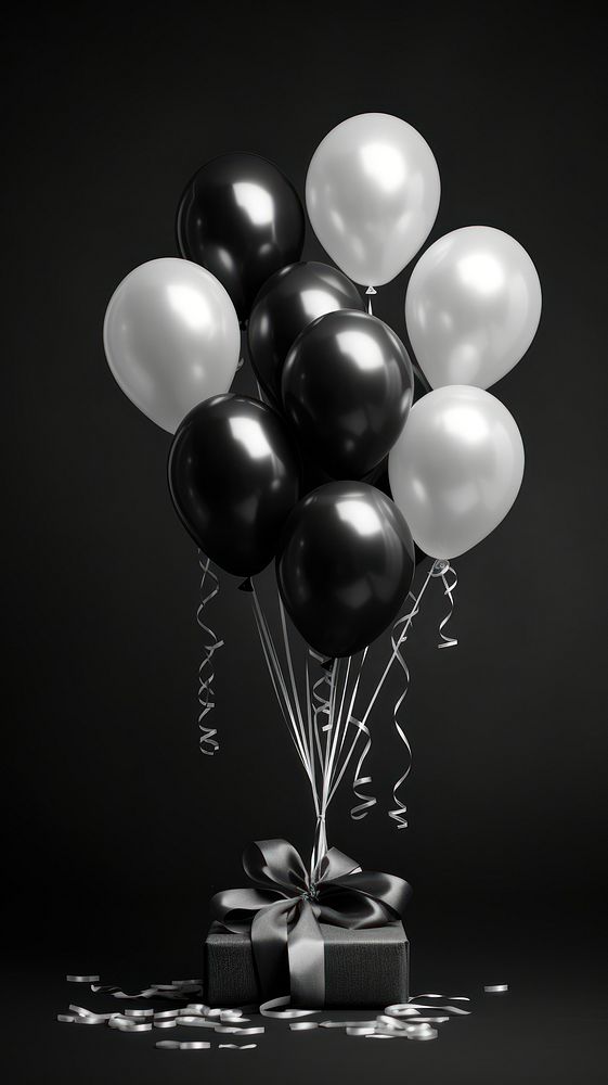 Photography of birthday balloon black white.