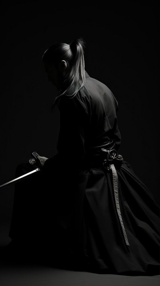 Photography of Japanese samurai black white adult.