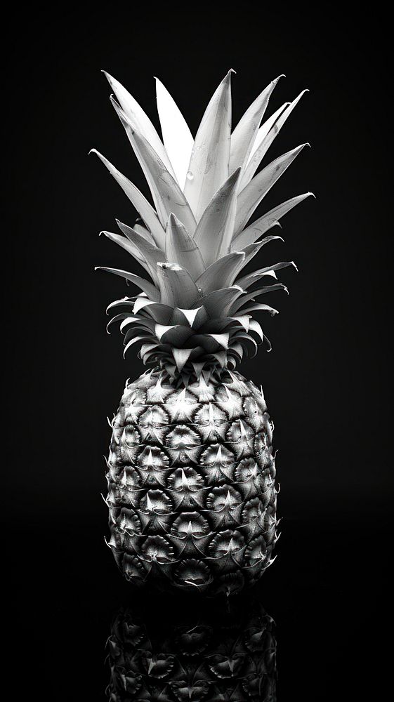 Photography of pineapple fruit black white.