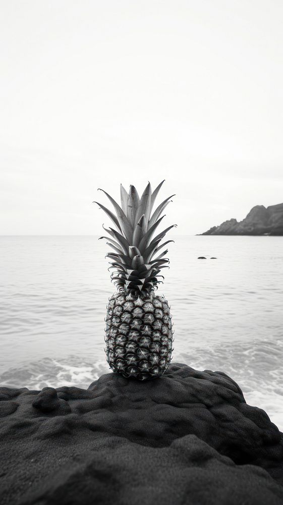 Photography of pineapple on the beach plant fruit bromeliaceae.