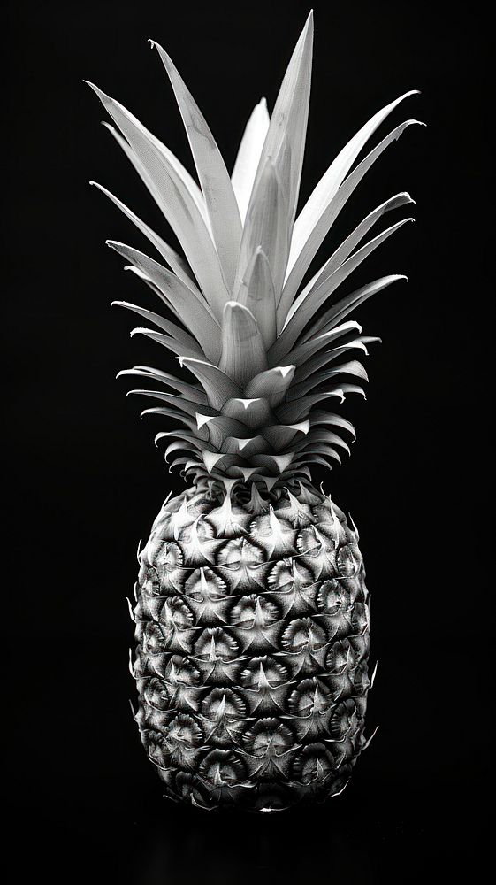 Photography of pineapple fruit black white.