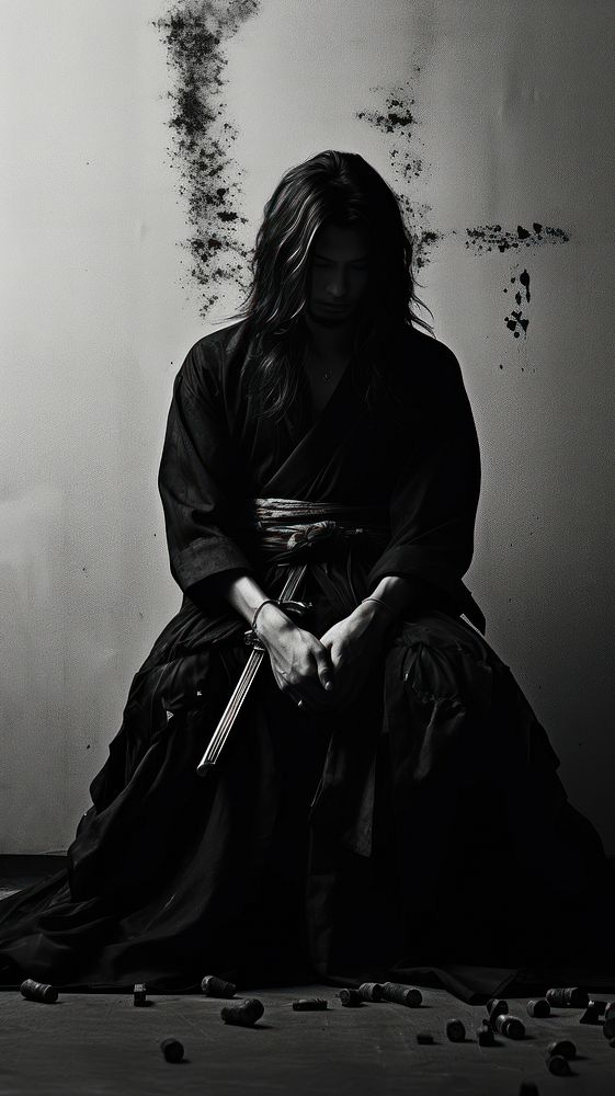 Photography of samurai photography black white.