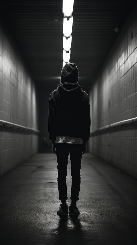 Photography of Teenager standing walking tunnel.