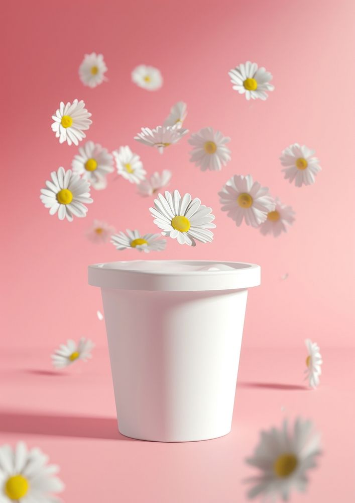 Color bucket packaging  daisy flower petal.