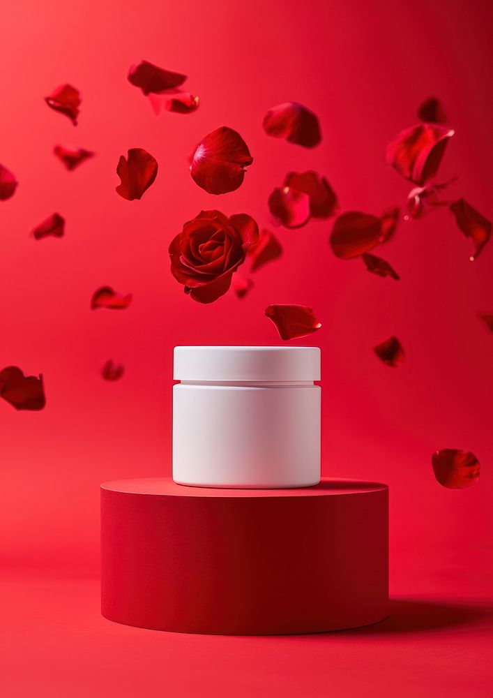 Cosmetic packaging  rose flower petal.