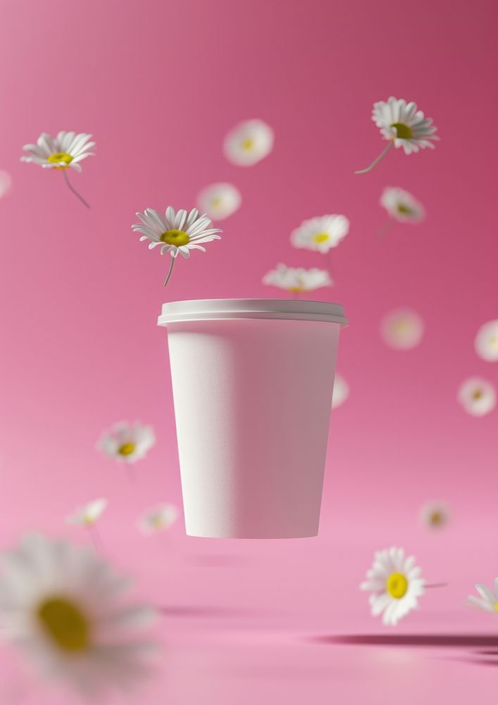 Cup packaging  daisy flower petal.