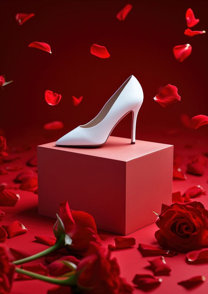 High heels packaging  rose footwear flower.