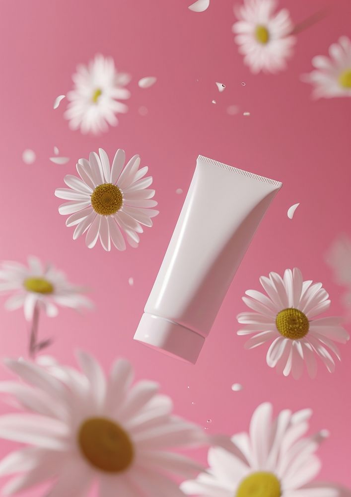 Sunscreen packaging  daisy flower white.