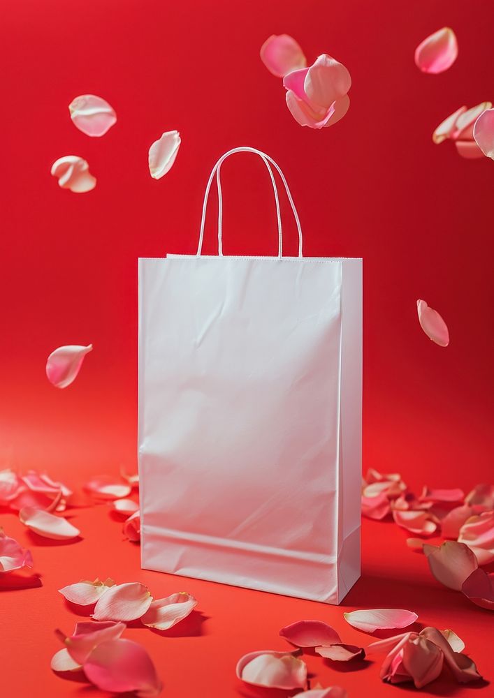 White bag packaging  handbag petal plant.