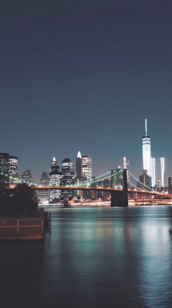 Aesthetic midnight newyork landscape wallpaper architecture cityscape landmark.