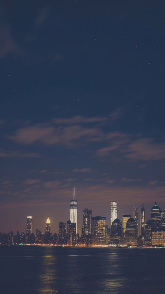 Aesthetic midnight newyork landscape wallpaper architecture cityscape outdoors.