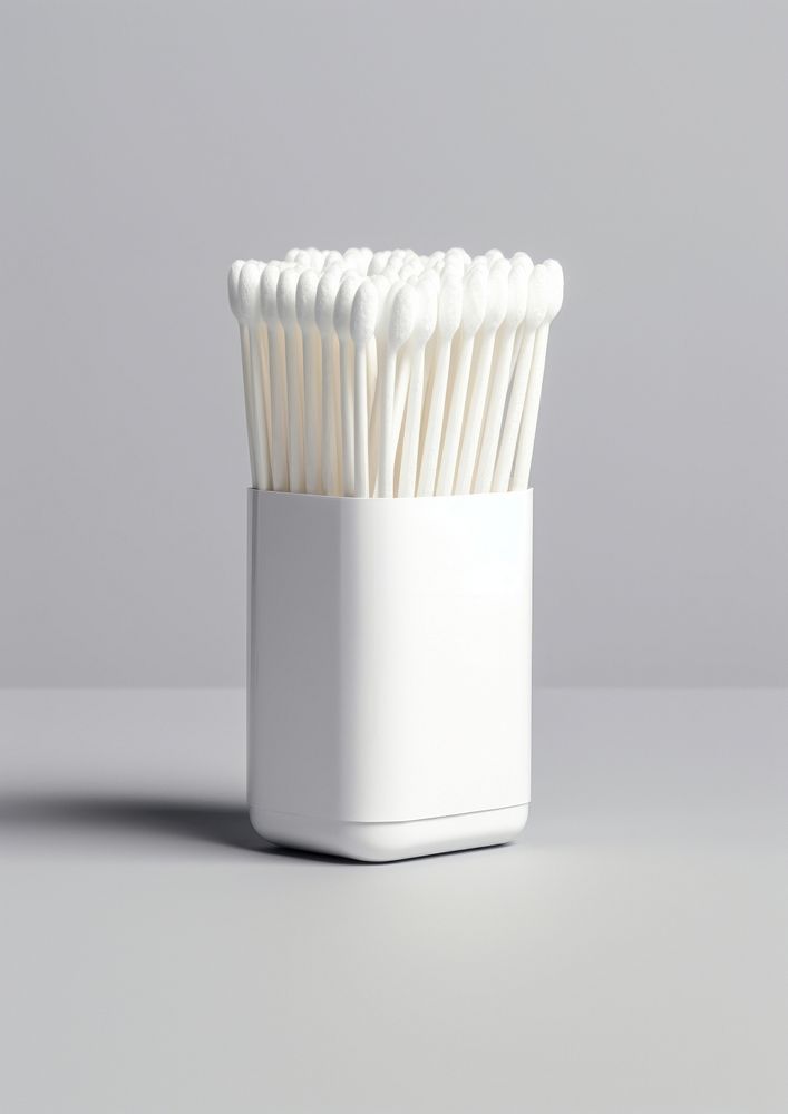 Cotton bud  packaging cotton white gray background.