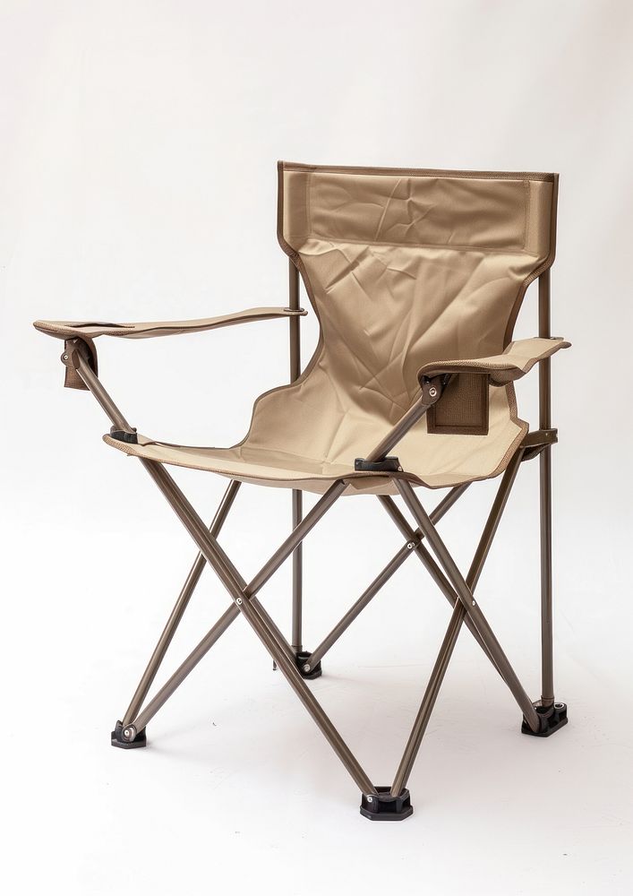 Beige camping chair furniture white background relaxation.